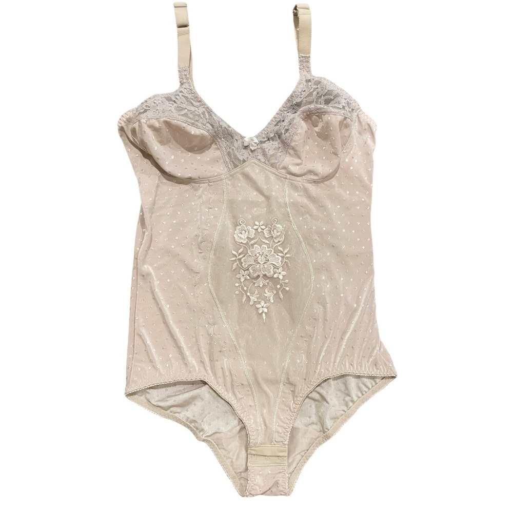Vintage Lace & Polka Dot Sleeveless Camisole Bodysuit Tank Top